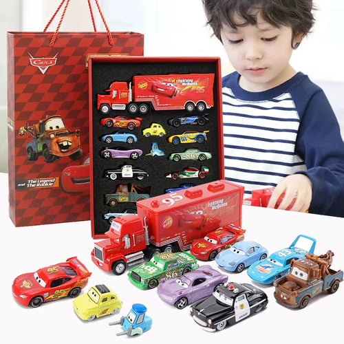 Pixar Cars Mcqueen Mater Mack Uncle Truck Alloy Diecast Car 1:55 Model Radiator Springs Town 15/13/8 Pcs Car Boxes Gift